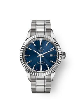 Buy Tudor Style Watch Review Replica 28 mm steel case Blue dial m12110-0013