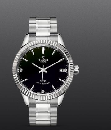 Tudor Style Swiss Replica Watch 34MM Steel Case diamond-set dial m12310-0009