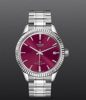 Tudor Style Swiss Replica Watch 34MM Steel Case burgundy dial m12310-0015