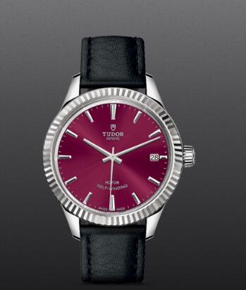 Tudor Style Swiss Replica Watch 34MM Steel Case burgundy dial m12310-0028