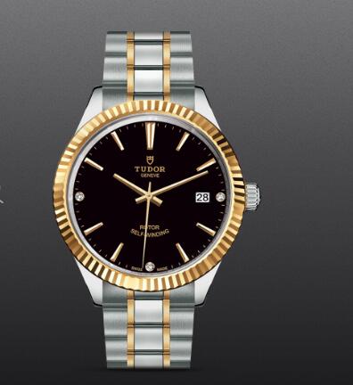 Fake Tudor Style Swiss Watch 38MM steel case diamond-set dial m12513-0011