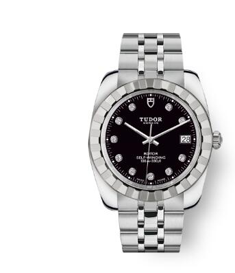 Tudor Classic Date Watch Replica 38 mm steel case Diamond-set dial m21010-0010