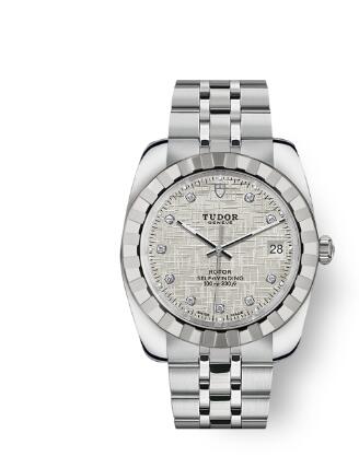 Tudor Classic Date Watch Replica 38 mm steel case Diamond-set dial m21010-0013