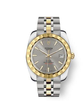 Tudor Classic Date Watch Replica 38 mm steel case Yellow gold bezel m21013-0001