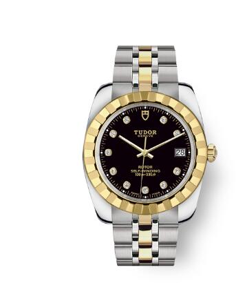 Tudor Classic Date Watch Replica 38 mm steel case Diamond-set dial m21013-0005