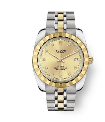 Tudor Classic Date Watch Replica 38 mm steel case Diamond-set dial m21013-0007
