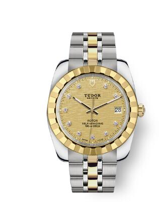Tudor Classic Date Watch Replica 38 mm steel case Diamond-set dial m21013-0010