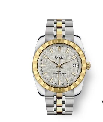 Tudor Classic Date Watch Replica 38 mm steel case Yellow gold bezel m21013-0011