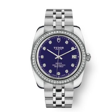 Tudor Classic Date Watch Replica 38 mm steel case Diamond-set dial m21020-0006