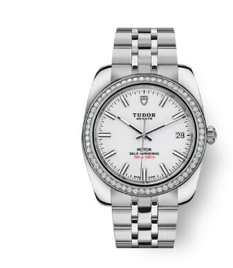 Tudor Classic Date Watch Replica 38 mm steel case Diamond-set bezel m21020-0010