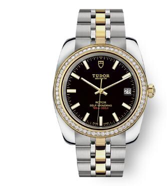 Tudor Classic Date Watch Replica 38 mm steel case Diamond-set bezel m21023-0001