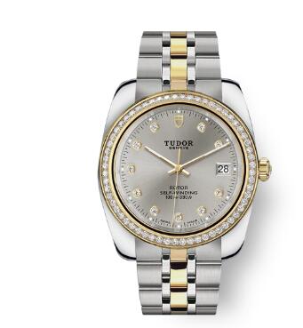 Tudor Classic Date Watch Replica 38 mm steel case Diamond-set dial m21023-0006
