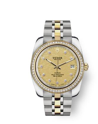 Tudor Classic Date Watch Replica 38 mm steel case Diamond-set dial m21023-0010