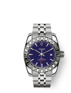Tudor Classic Date Watch Replica 28 mm steel case Blue dial m22010-0004