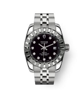 Tudor Classic Date Watch Replica 28 mm steel case Diamond-set dial m22010-0012