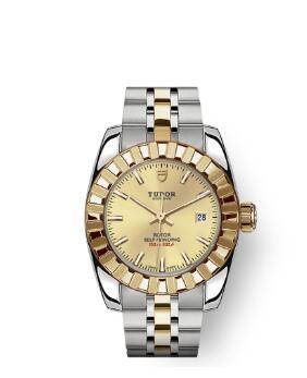 Tudor Classic Date Watch Replica 28 mm steel case Yellow gold bezel m22013-0002