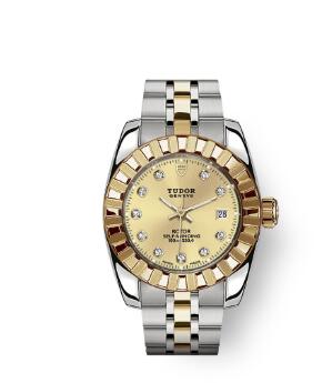 Tudor Classic Date Watch Replica 28 mm steel case Diamond-set dial m22013-0007