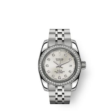 Tudor Classic Date Watch Replica 28 mm steel case Diamond-set dial m22020-0005