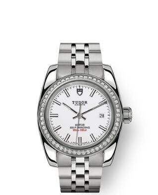 Tudor Classic Date Watch Replica 28 mm steel case Diamond-set bezel m22020-0010