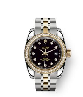Tudor Classic Date Watch Replica 28 mm steel case Diamond-set dial m22023-0008