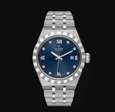 New Tudor Royal Watch Cheap Price 28 mm steel case Diamond-set dial Replica watch m28300-0007