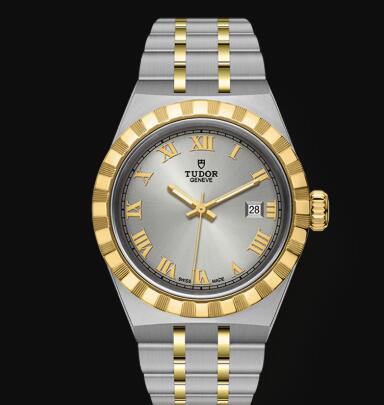 New Tudor Royal Watch Cheap Price 28 mm steel case Yellow gold bezel Replica watch m28303-0001