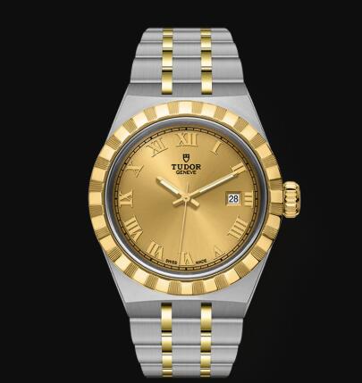 New Tudor Royal Watch Cheap Price 28 mm steel case Yellow gold bezel Replica watch m28303-0004