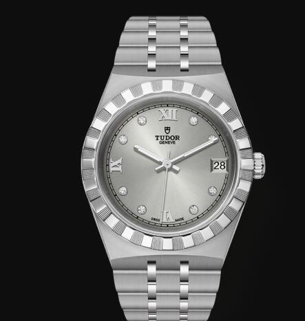 New Tudor Royal Watch Cheap Price 34 mm steel case Diamond-set dial Replica watch m28400-0002