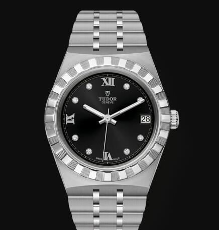 New Tudor Royal Watch Cheap Price 34 mm steel case Diamond-set dial Replica watch m28400-0004