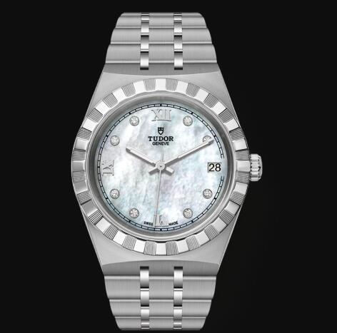 New Tudor Royal Watch Cheap Price 34 mm steel case Diamond-set dial Replica watch m28400-0005