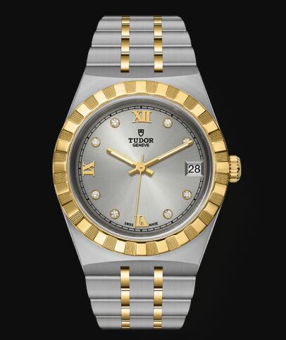 New Tudor Royal Watch Cheap Price 34 mm steel case Diamond-set dial Replica watch m28403-0002