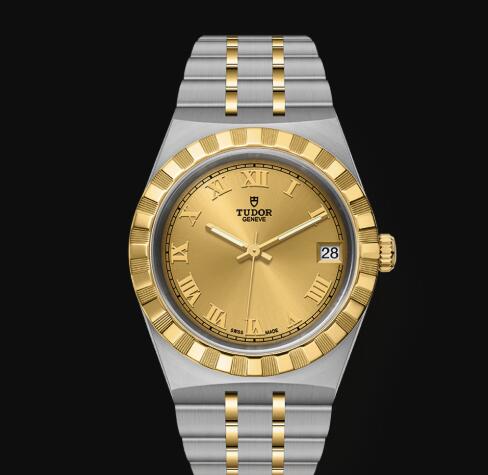 New Tudor Royal Watch Cheap Price 34 mm steel case Yellow gold bezel Replica watch m28403-0004