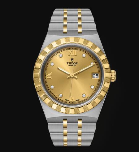 New Tudor Royal Watch Cheap Price 34 mm steel case Diamond-set dial Replica watch m28403-0006