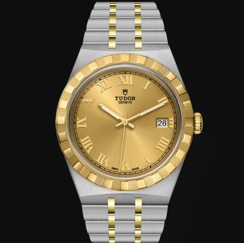 New Tudor Royal Watch Cheap Price 38 mm steel case Yellow gold bezel Replica watch m28503-0003