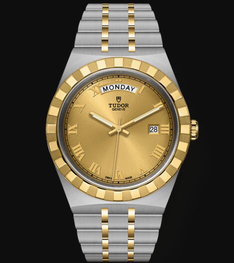 New Tudor Royal Watch Cheap Price 41 mm steel case Yellow gold bezel Replica watch m28603-0004