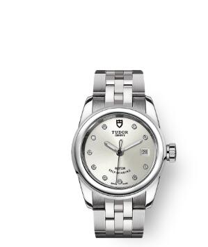 Cheap Tudor Glamour Date Review Replica Watch 26 mm steel case Diamond-set dial m51000-0002