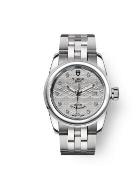 Cheap Tudor Glamour Date Review Replica Watch 26 mm steel case Diamond-set dial m51000-0004