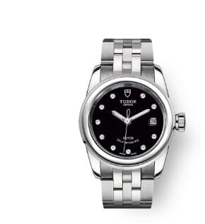 Cheap Tudor Glamour Date Review Replica Watch 26 mm steel case Diamond-set dial m51000-0008