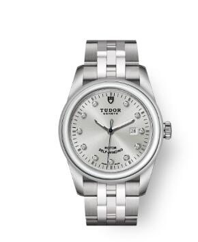 Cheap Tudor Glamour Date Review Replica Watch 31 mm steel case Diamond-set dial m53000-0003