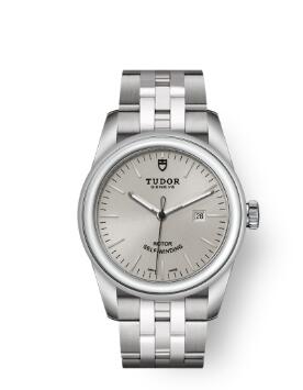 Cheap Tudor Glamour Date Review Replica Watch 31 mm steel case Silver dial m53000-0004