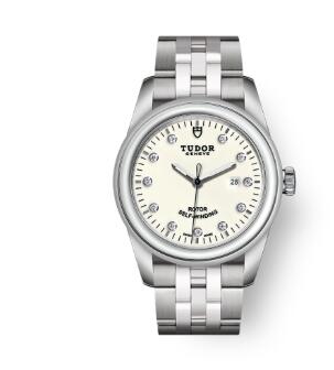 Cheap Tudor Glamour Date Review Replica Watch 31 mm steel case Diamond-set dial m53000-0080