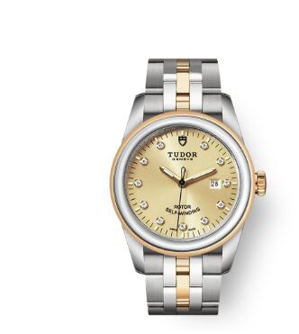 Cheap Tudor Glamour Date Review Replica Watch 31 mm steel case Diamond-set dial m53003-0006