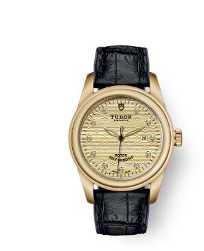 Cheap Tudor Glamour Date Review Replica Watch 31 mm yellow gold case Diamond-set dial m53008-0014