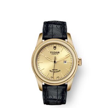 Cheap Tudor Glamour Date Review Replica Watch 31 mm yellow gold case Yellow gold bezel m53008-0015