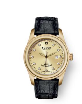 Cheap Tudor Glamour Date Review Replica Watch 31 mm yellow gold case Diamond-set dial m53008-0016