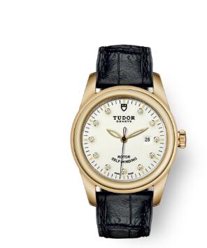Cheap Tudor Glamour Date Review Replica Watch 31 mm yellow gold case Diamond-set dial m53008-0021