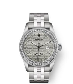 Cheap Tudor Glamour Date Review Replica Watch 31 mm steel case Diamond-set bezel m53020-0001