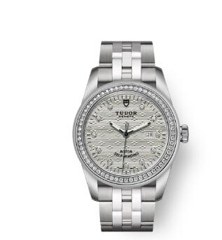 Cheap Tudor Glamour Date Review Replica Watch 31 mm steel case Diamond-set dial m53020-0002