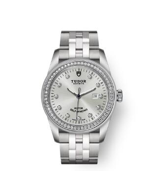 Cheap Tudor Glamour Date Review Replica Watch 31 mm steel case Diamond-set dial m53020-0003