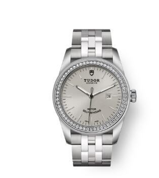 Cheap Tudor Glamour Date Review Replica Watch 31 mm steel case Diamond-set bezel m53020-0004